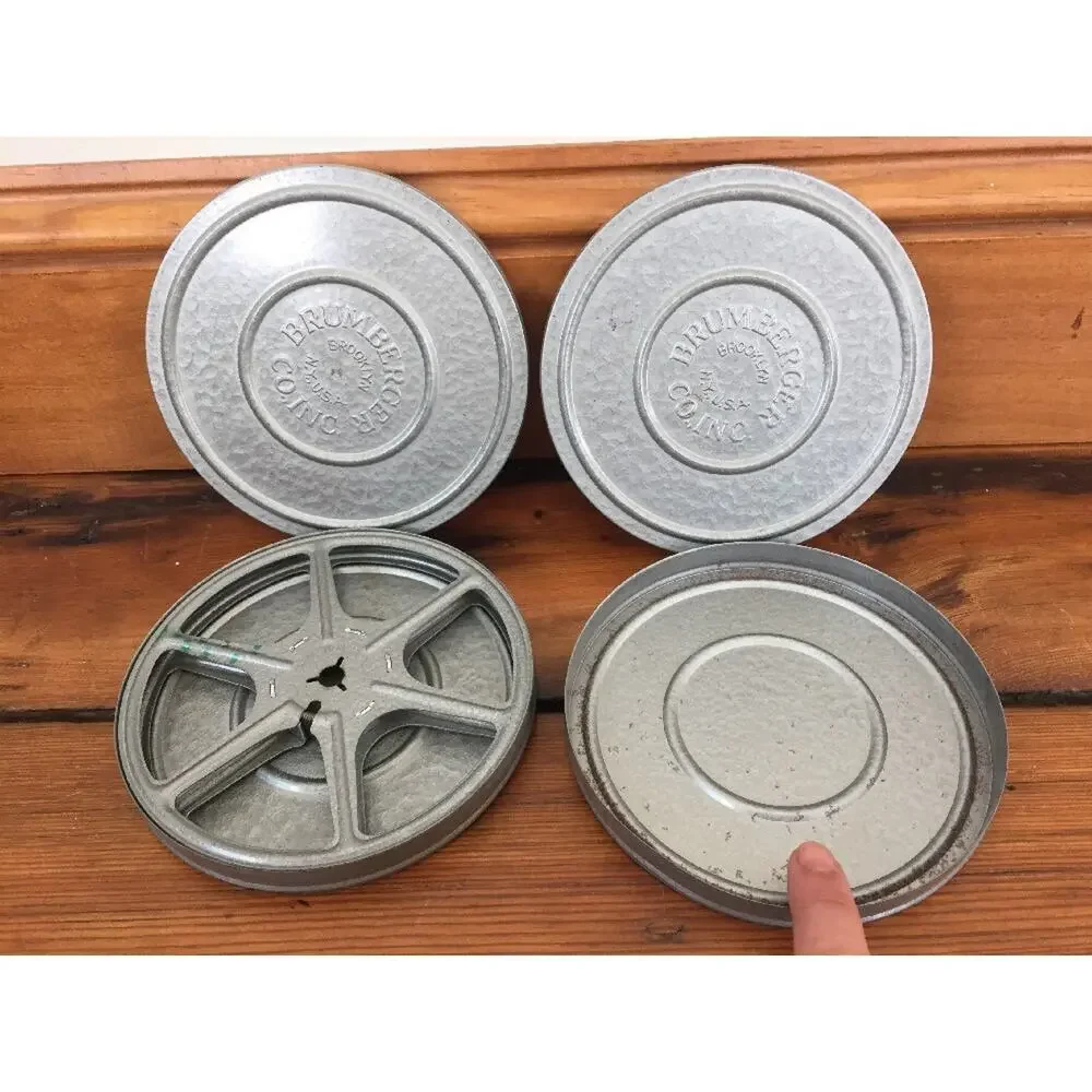 Vtg Lot of Brumberger Super 8mm Film Take Up Reels Canisters Industrial Era Case